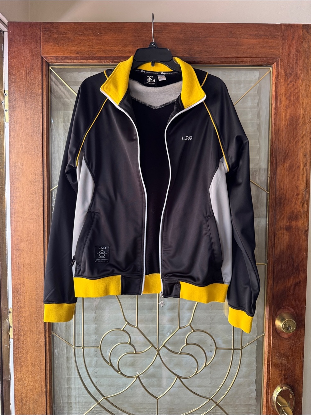 LRG Men’s Black, Yellow & Gray Bomber-Style Track Jacket